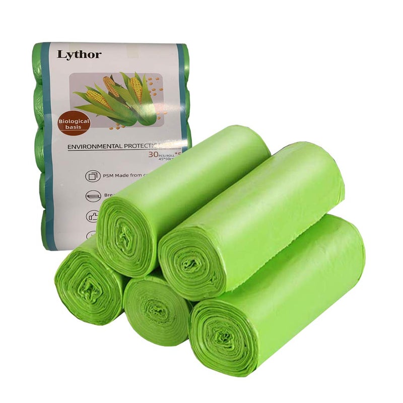 Lythor Compostable Trash Bags, 2.6 Gallon Small Disposable Compost Bags 150 Count Garbage Bags Made from PSM Starch-Based for Kitchen Bathroom Bedroom Office Trash Can - Image 1